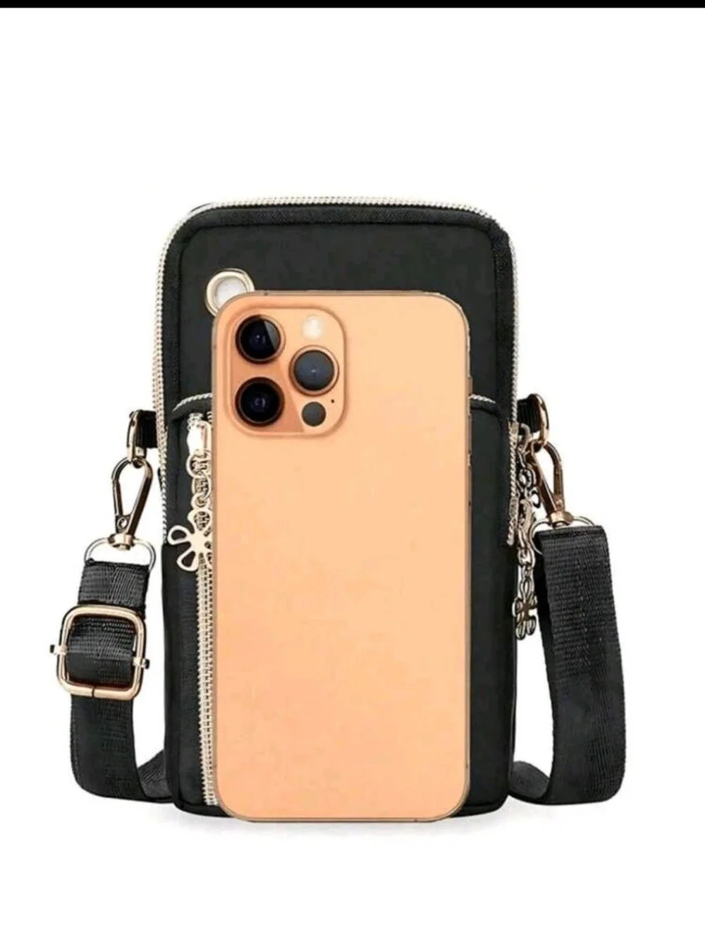 Black Minimalist Letter Design Mini Crossbody Bag With Phone pocket And Wallet